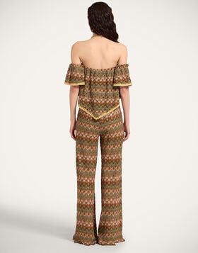 Palazzo Pants La DoubleJ: Multicolor Green & Orange TRO0003COT091