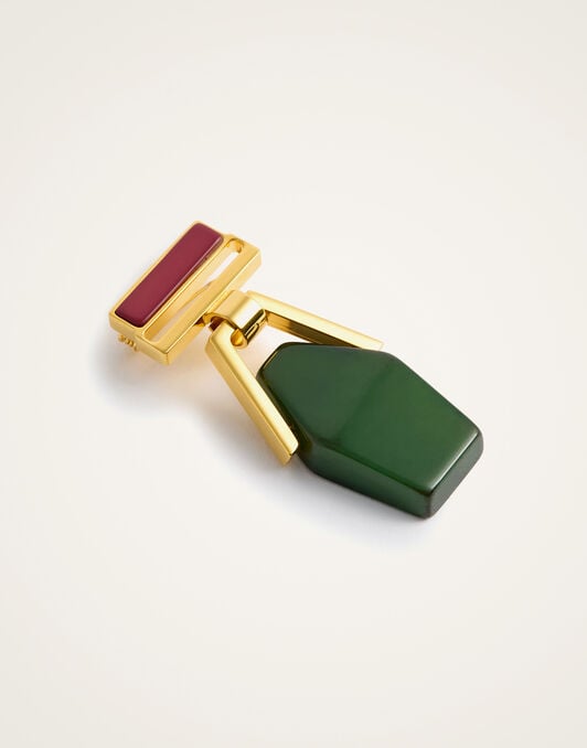 Portal Brooch La DoubleJ: 24k Gold Plate & Green Resin Portal Brooch La DoubleJ: 24k Gold Plate & Green Resin BCH0002POL014