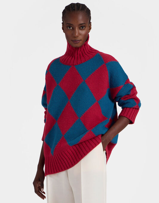Argyle Sweater La DoubleJ: Red & Blue Argyle Sweater La DoubleJ: Red & Blue PUL0091KNI064