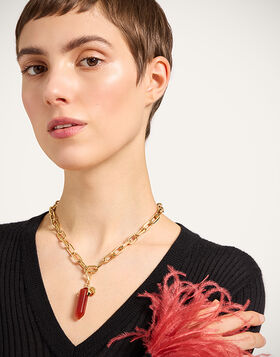 Pillar Charm La DoubleJ: 24K Gold Plate & Red Agate CHM0017BRA003