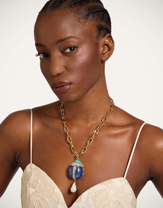 Talismania Necklace La DoubleJ: 24K Gold Plate & Lapis lazuli Talismania Necklace La DoubleJ: 24K Gold Plate & Lapis lazuli NEC0054BRA003