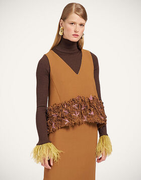 V-Neck La Scala Top La DoubleJ: Solid Tobacco TOP0226VIS035