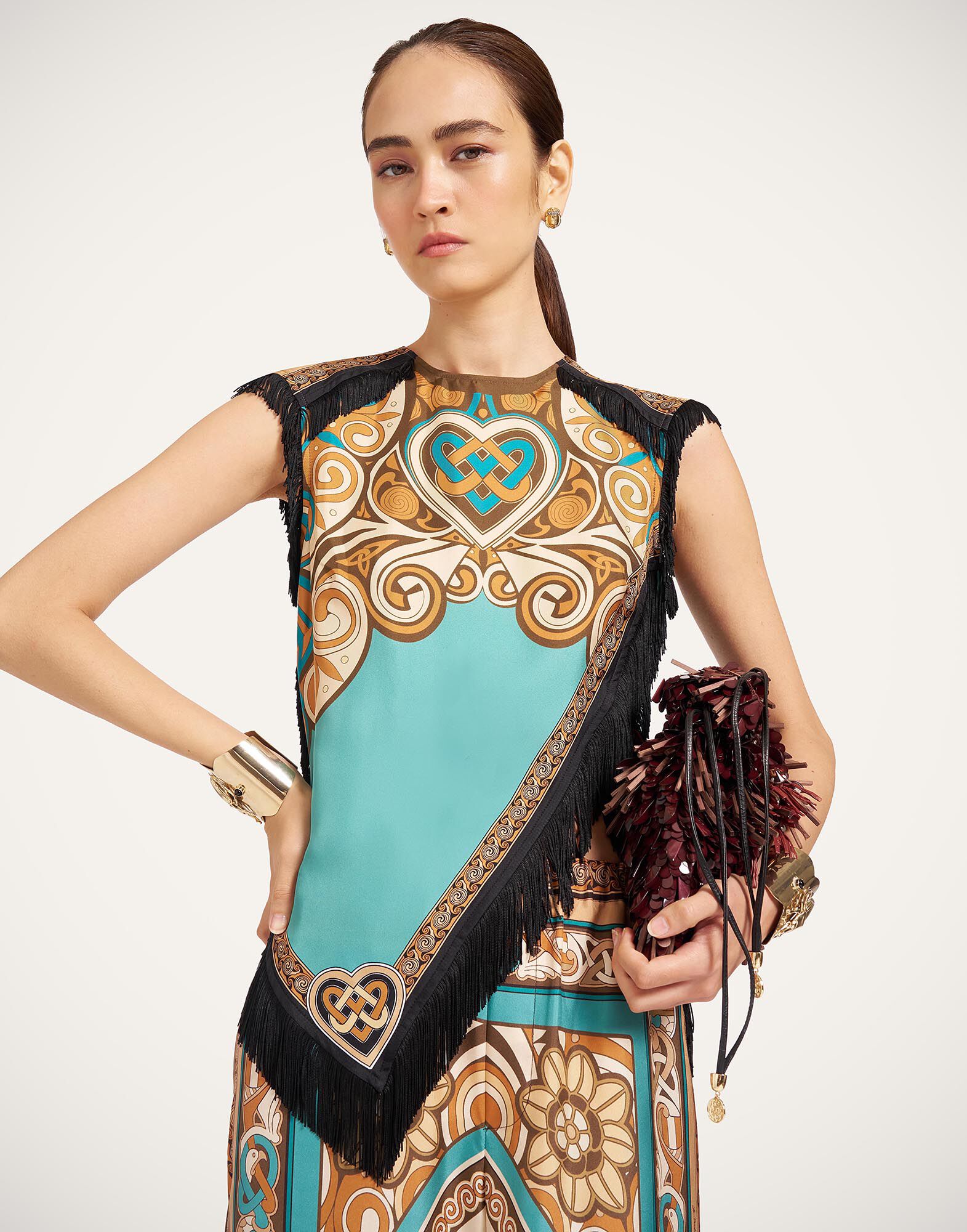 Scarf Top La DoubleJ: Kells Placée Blue Petrol Scarf Top La DoubleJ: Kells Placée Blue Petrol TOP0160SIL006