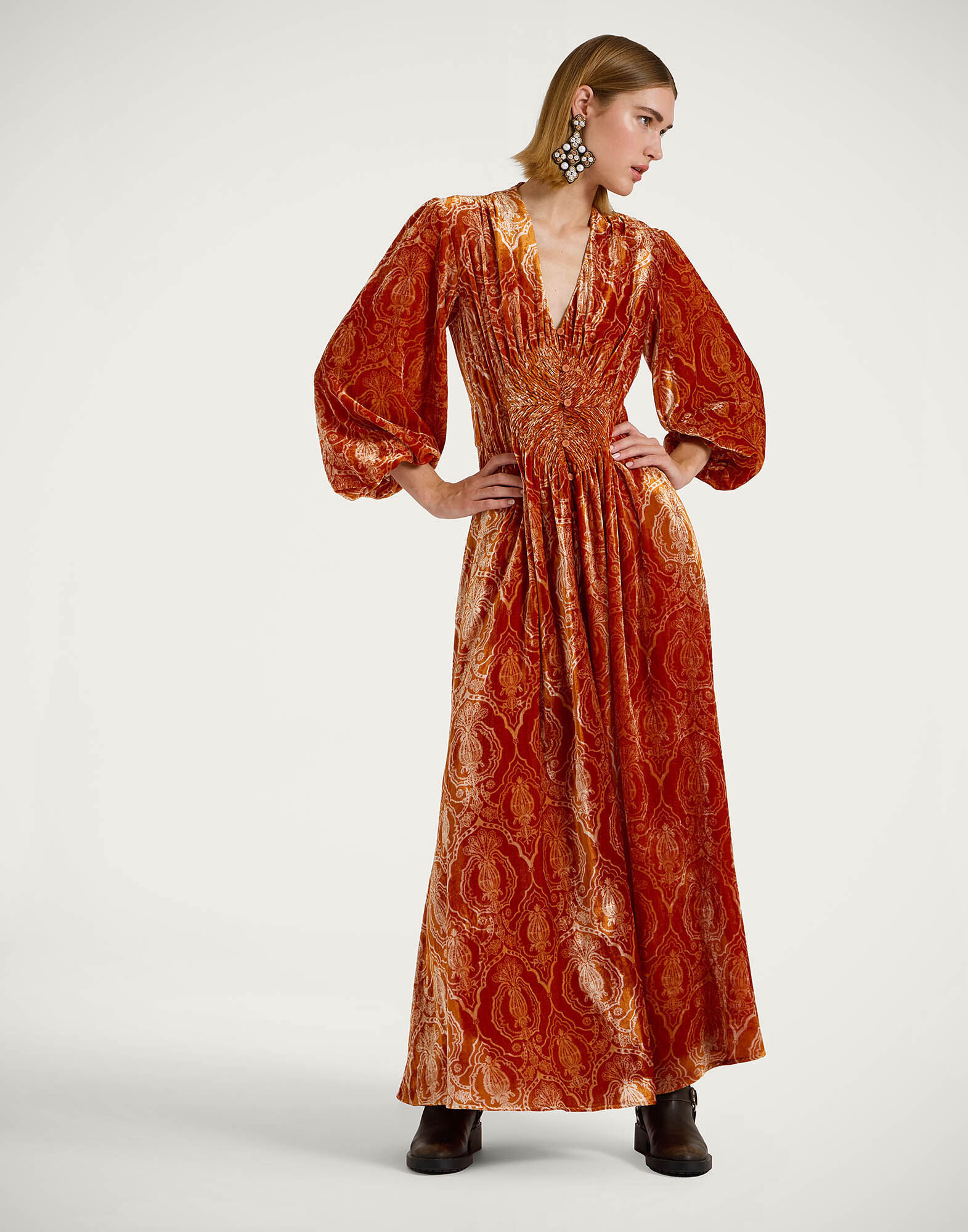 Long Camerino Dress La DoubleJ: Banquet Orange DRE0585DEV003