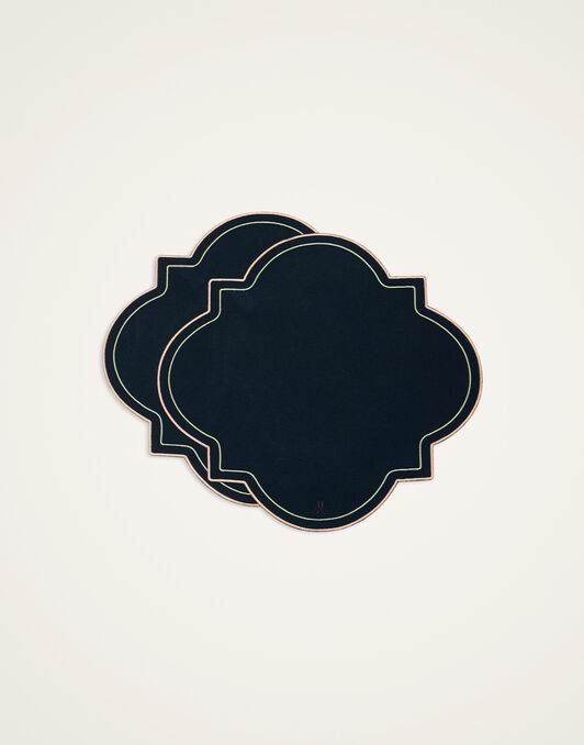 Medallion Placemats Set Of 2 La DoubleJ: Solid Navy PMT0028ACR003