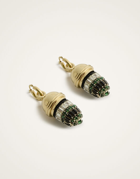 Lantern Earrings La DoubleJ: 24K Gold Plate & Crystal Embroidery Lantern Earrings La DoubleJ: 24K Gold Plate & Crystal Embroidery EAR0066BRA004