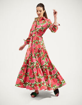 Bellini Dress La DoubleJ: Pink Dahlias DRE0016COT001