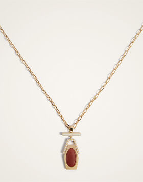 Embellished Portal Necklace La DoubleJ: 24K Gold Plate & Red Agate NEC0023BRA003