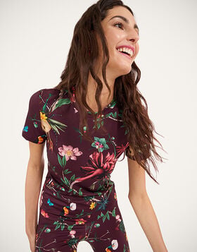 Jazzercize T-Shirt La DoubleJ: Zooflora Burgundy TSH0010JER005