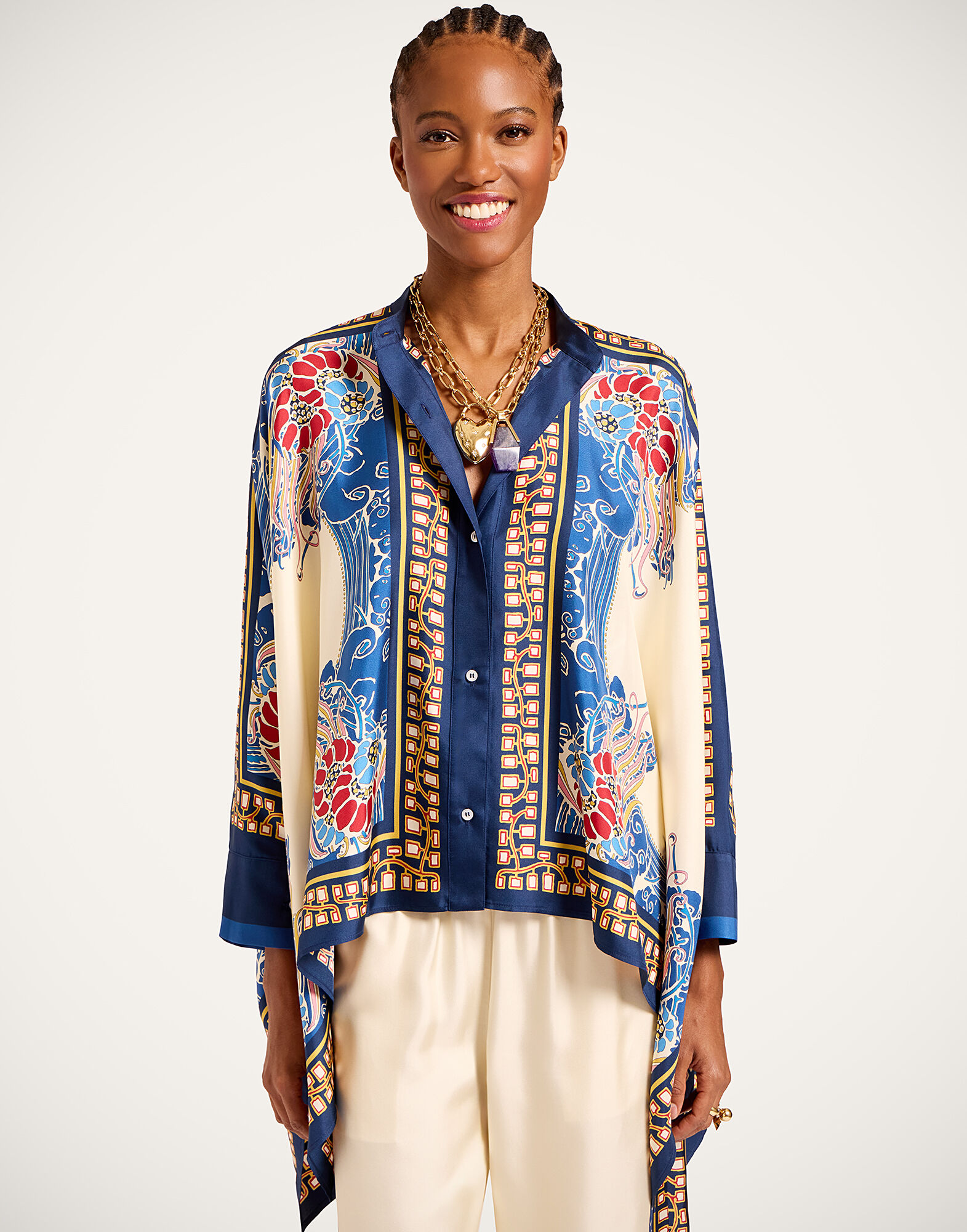 Women's Foulard Shirt in Lemuria Placée Blue | La DoubleJ