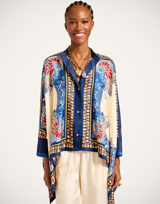 Foulard Shirt La DoubleJ: Lemuria Placée Blue Foulard Shirt La DoubleJ: Lemuria Placée Blue SHI0167LAC008