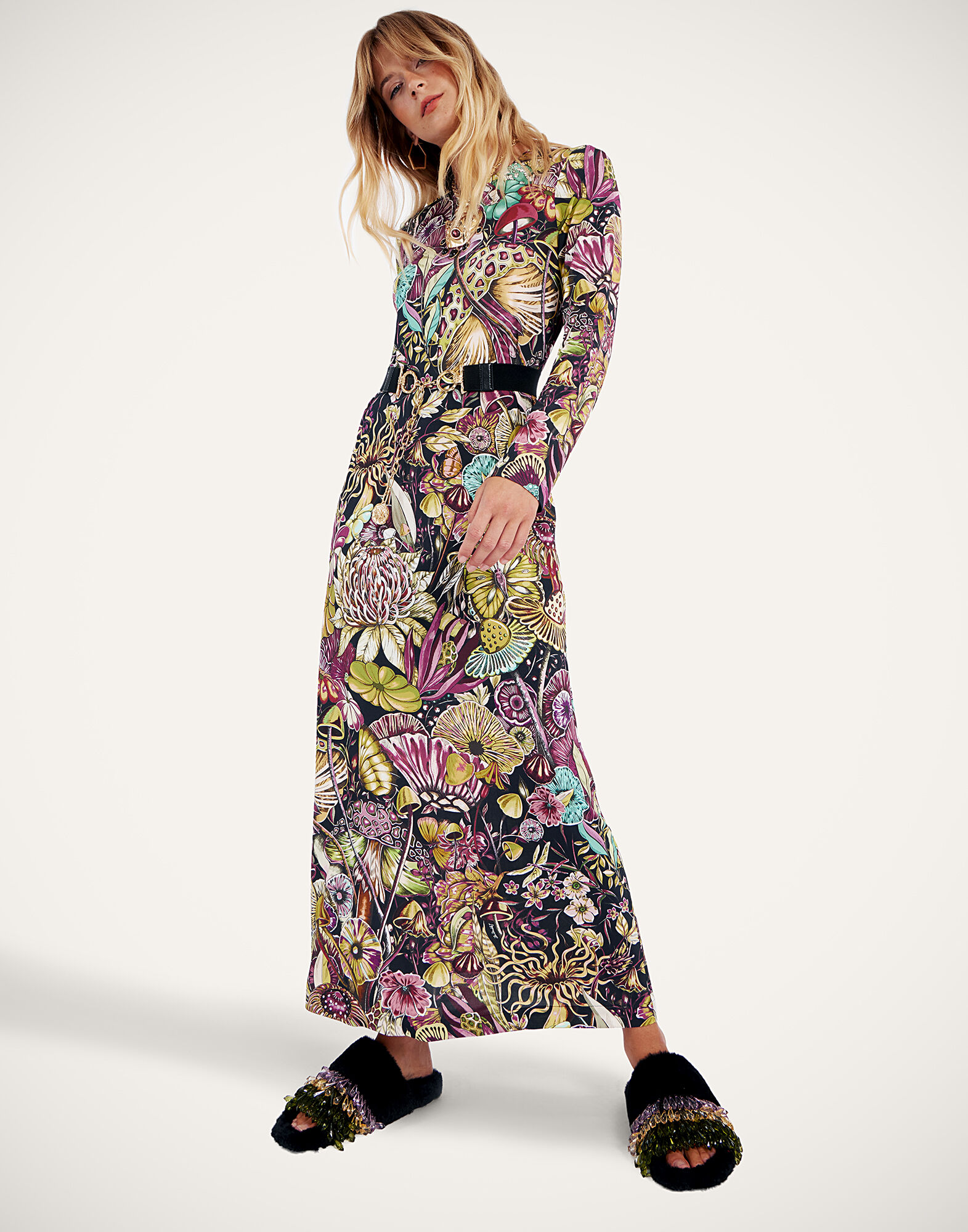Long Sleeve Swing Dress La DoubleJ: Fun-Gi Green Long Sleeve Swing Dress La DoubleJ: Fun-Gi Green DRE0831JER027