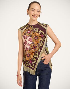 Scarf Top La DoubleJ: Bounty Placée Burgundy TOP0160SIL009