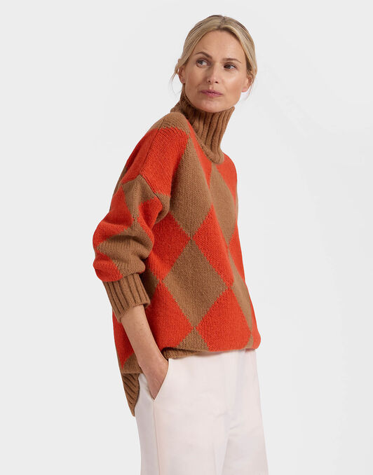 Argyle Sweater La DoubleJ: Camel/Orange Argyle Sweater La DoubleJ: Camel/Orange PUL0091KNI064