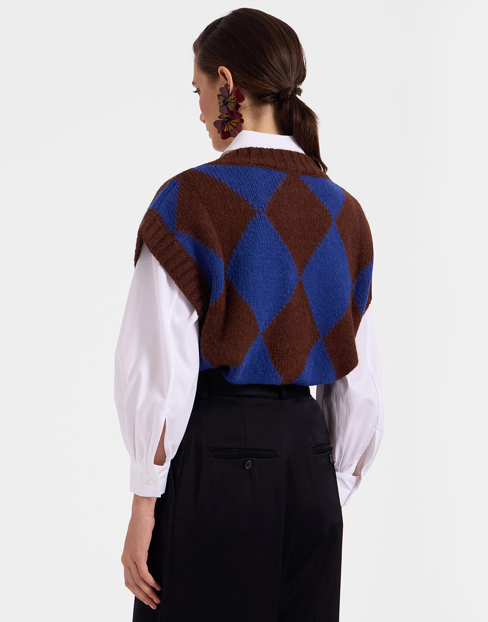 Argyle Gilet La DoubleJ: Bordeaux/Blue Argyle Gilet La DoubleJ: Bordeaux/Blue TOP0077KNI064