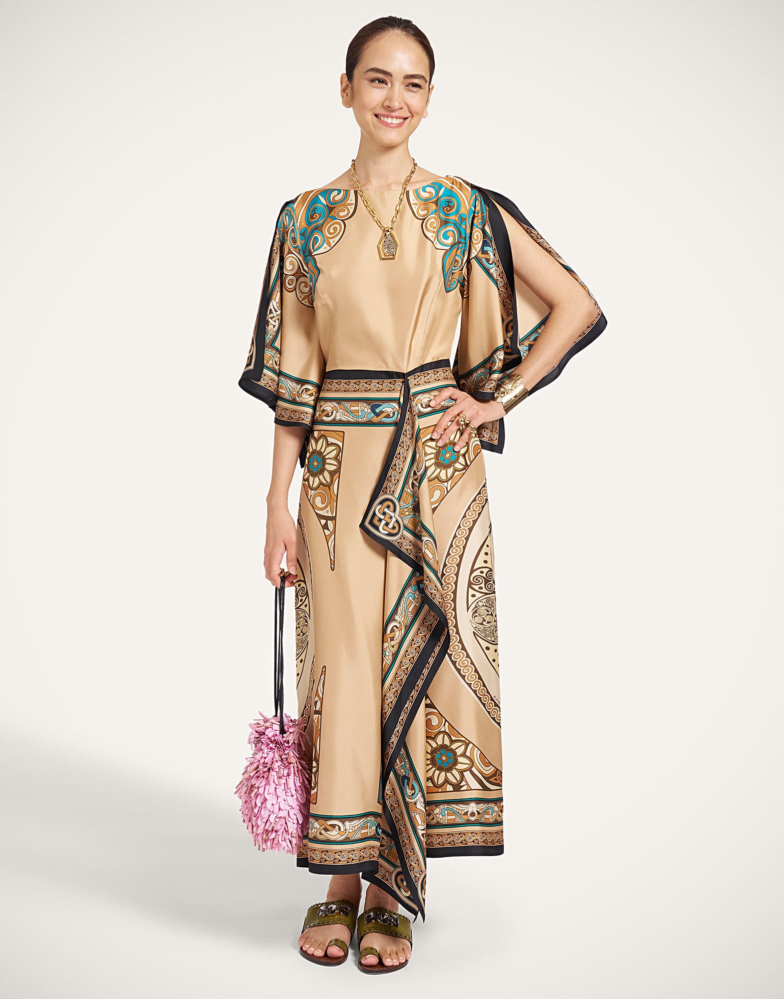 Foulard Dress La DoubleJ: Kells Placée Camel Foulard Dress La DoubleJ: Kells Placée Camel DRE1127SIL029