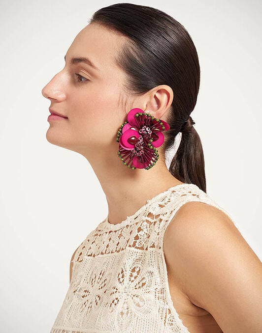 Petal Long Earrings La DoubleJ: Burgundy Petal Long Earrings La DoubleJ: Burgundy EAR0090EMB222