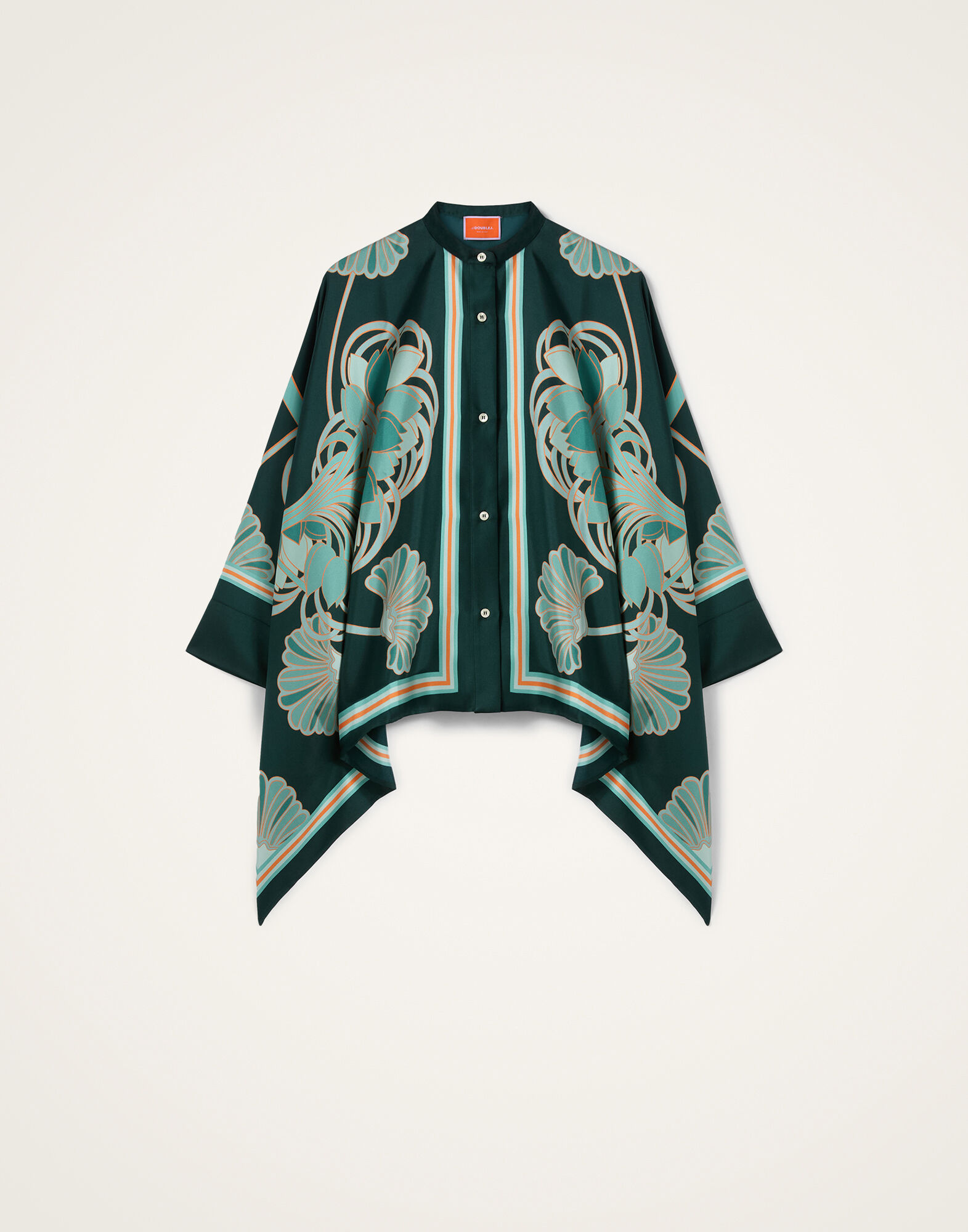 Foulard Shirt La DoubleJ: Blooming Tulip Placée Dark Green Foulard Shirt La DoubleJ: Blooming Tulip Placée Dark Green SHI0059SIL001