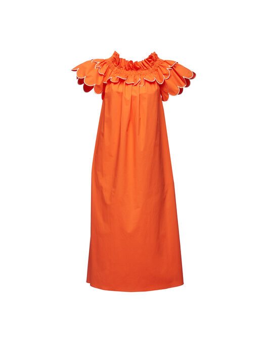 Breakfast Dress Embroidered La DoubleJ: Solid Coral Breakfast Dress Embroidered La DoubleJ: Solid Coral DRE0504COT043