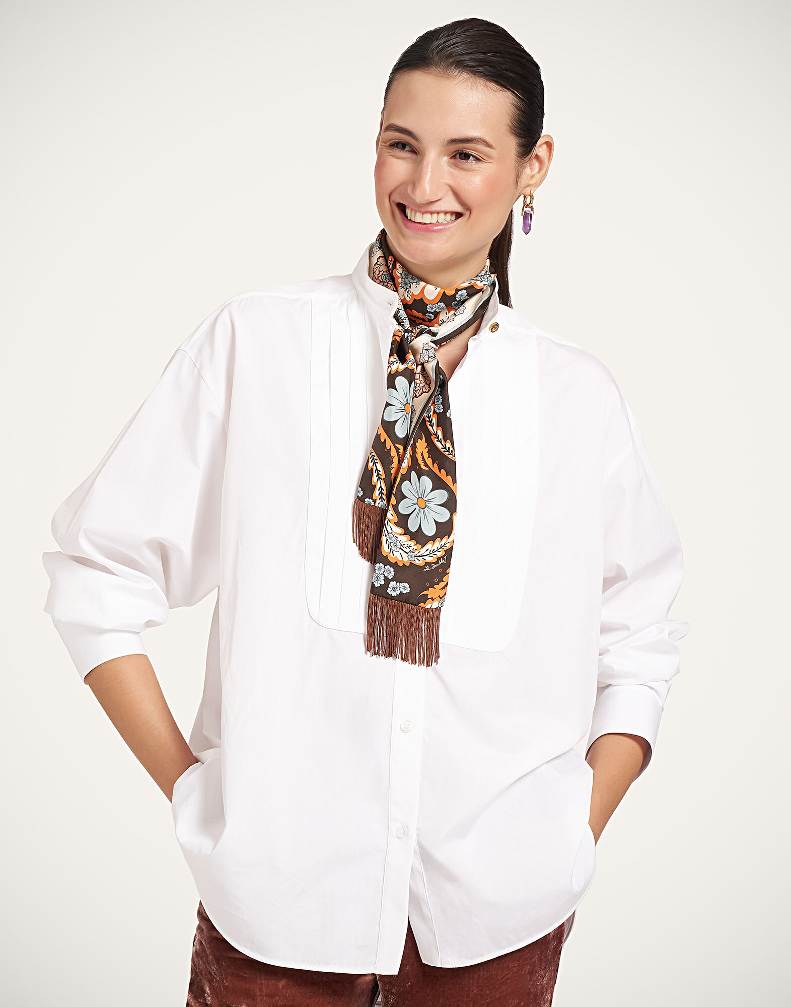 Skinny Scarf La DoubleJ: Chamberlain Placée Chocolate SCA0075SIL006