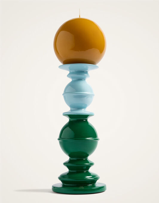 Space Pillar Candle La DoubleJ: Color Block Green, Light Blue, Saffron OTC0012CEW001