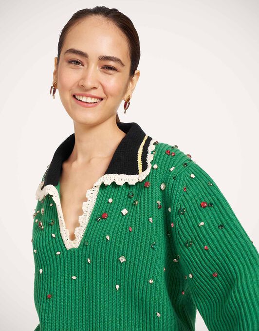 Picket High Sweater La DoubleJ: Solid Green PUL0407KNI037