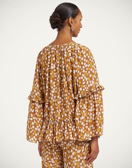 Boho Blouse La DoubleJ: Spots Caramel Boho Blouse La DoubleJ: Spots Caramel TOP0149CRE001