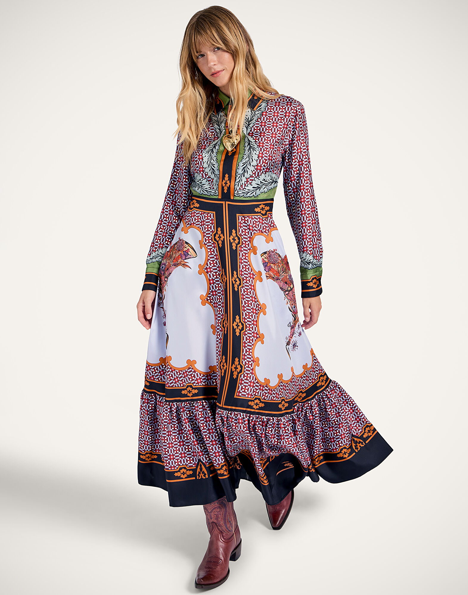 Long Sleeves San Pietro Dress La DoubleJ: Mariposa Placée Celeste Long Sleeves San Pietro Dress La DoubleJ: Mariposa Placée Celeste DRE0969SIL006