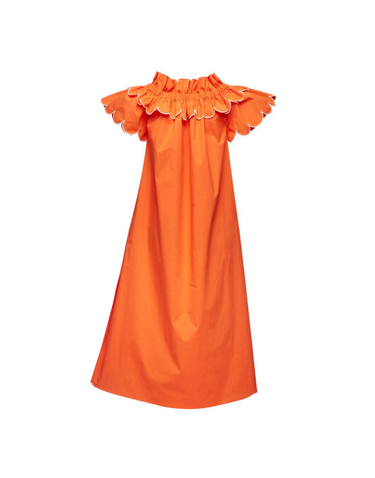 Breakfast Dress Embroidered La DoubleJ: Solid Coral Breakfast Dress Embroidered La DoubleJ: Solid Coral DRE0504COT043