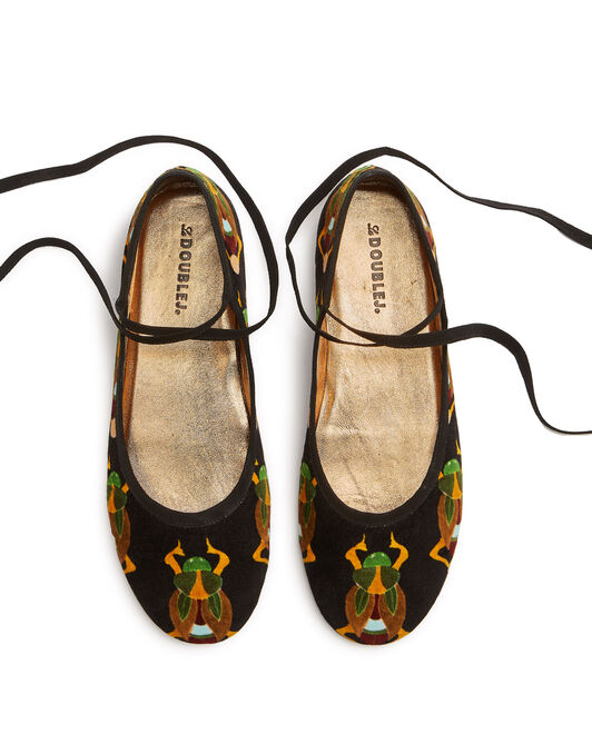 Winter Ballerina Flats La DoubleJ: Scarab Black SHO0090VEL001