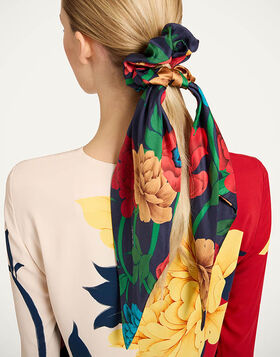 Bow Scrunchie La DoubleJ: Queen Peony Blue SCR0007SIL001