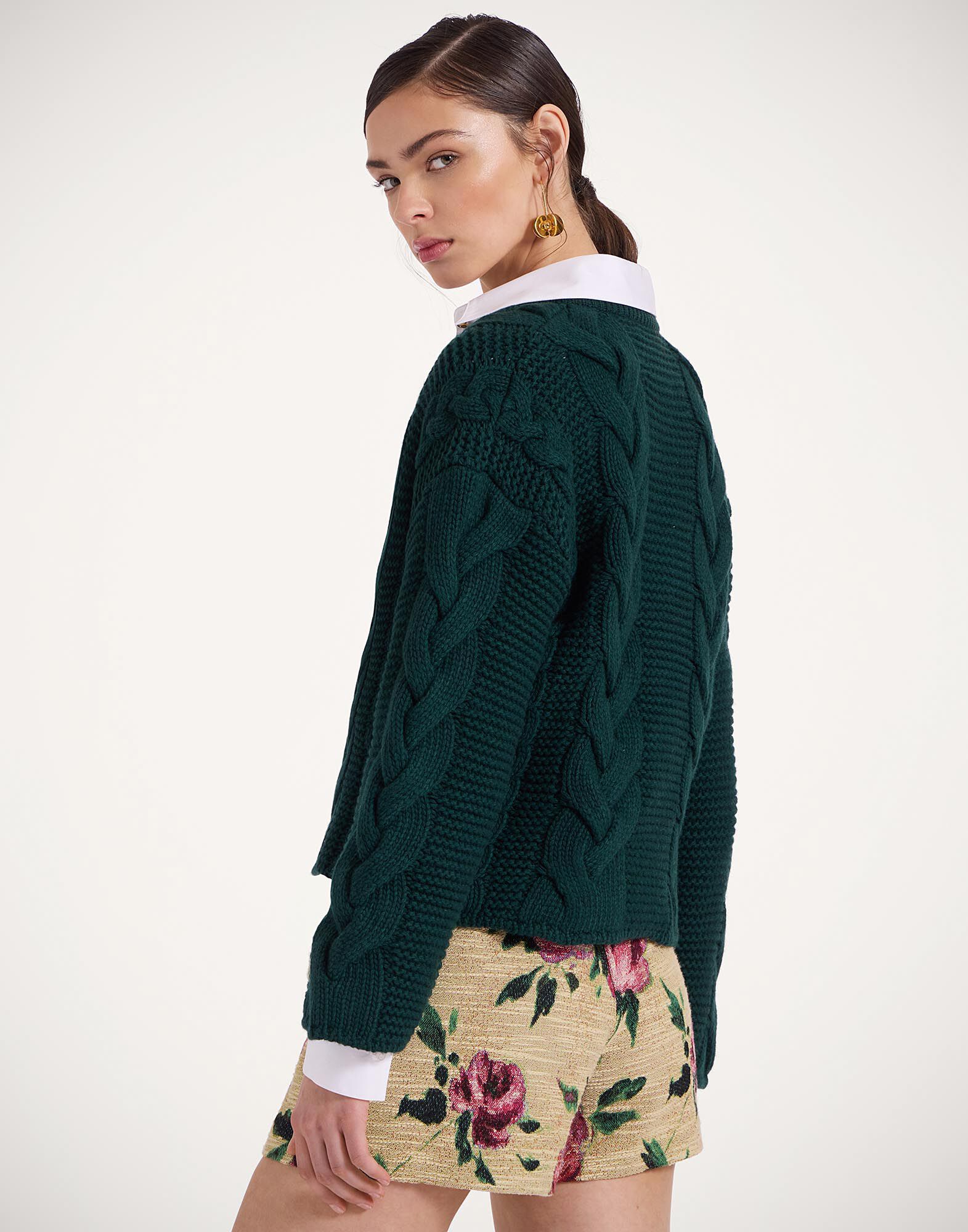 Portrait Cardigan La DoubleJ: Solid Green Portrait Cardigan La DoubleJ: Solid Green PUL0211KNI120