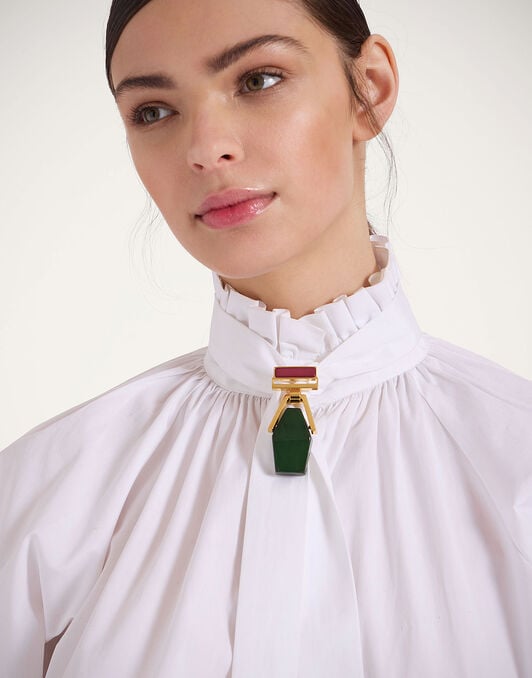 Portal Brooch La DoubleJ: 24k Gold Plate & Green Resin Portal Brooch La DoubleJ: 24k Gold Plate & Green Resin BCH0002POL014