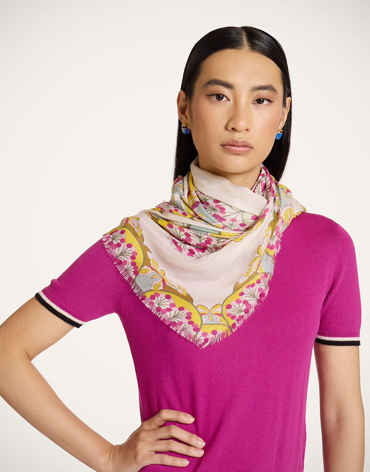 Scarf (70X180) La DoubleJ: Florette Placée Fuchsia Scarf (70X180) La DoubleJ: Florette Placée Fuchsia SCA0097MOS001