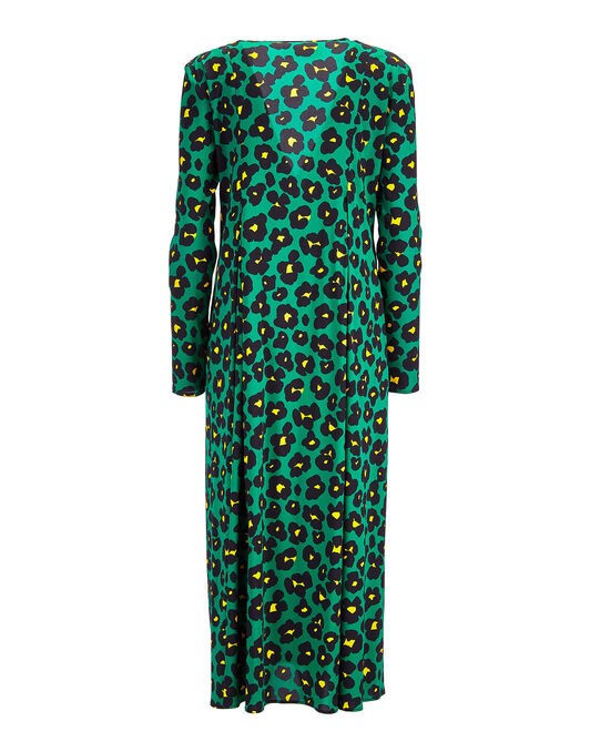 V Trapezio Dress La DoubleJ: Flower Leopard Verde V Trapezio Dress LaDoubleJ: Flower Leopard Verde DRE0127VIS001