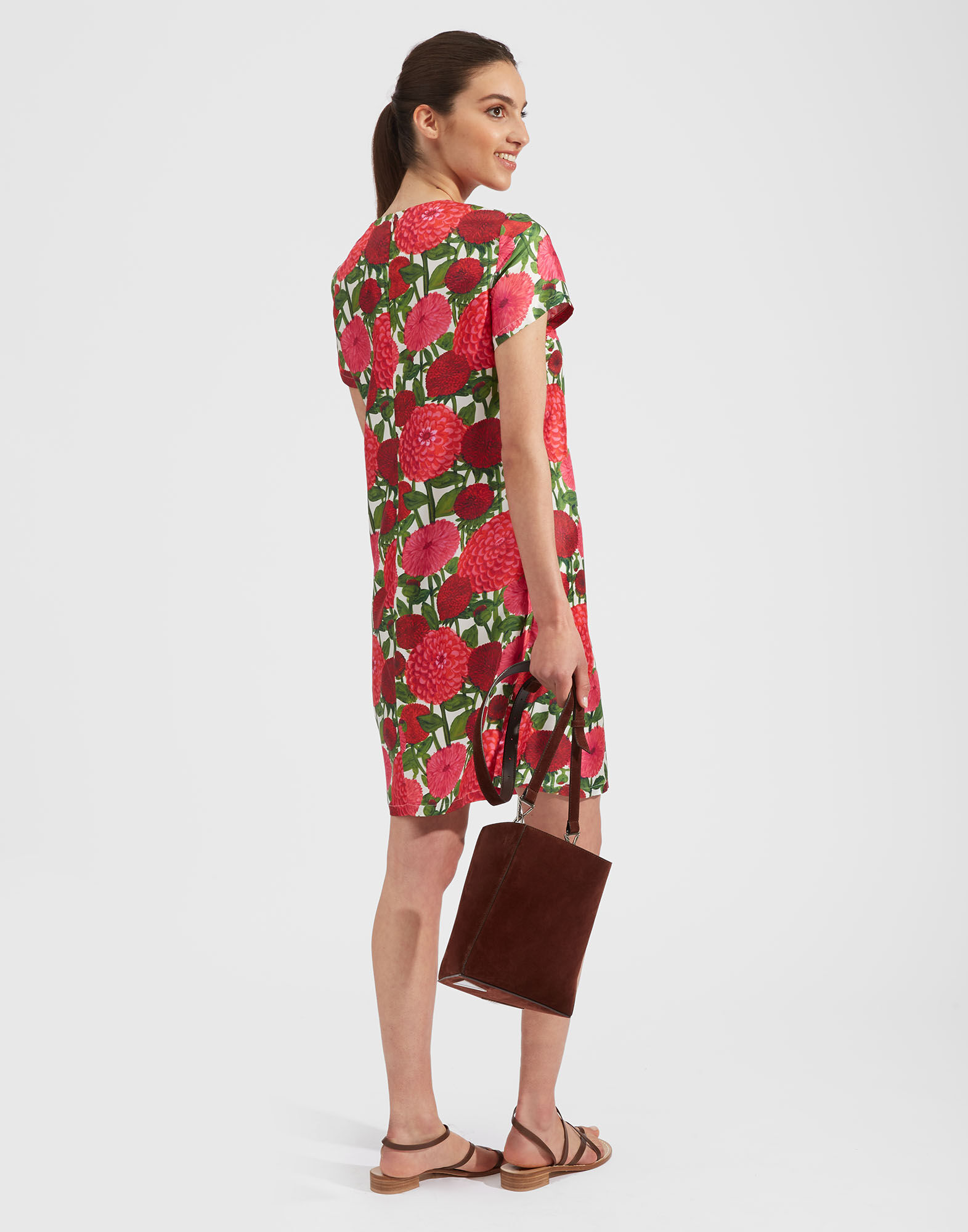 Mini Swing Dress La DoubleJ: Pink Dahlias Mini Swing Dress La DoubleJ: Pink Dahlias DRE0963SIL006