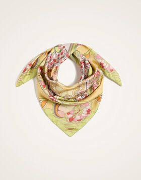 Reversible Foulard 90 La DoubleJ: Florette Placée Fuchsia SCA0099SIL006