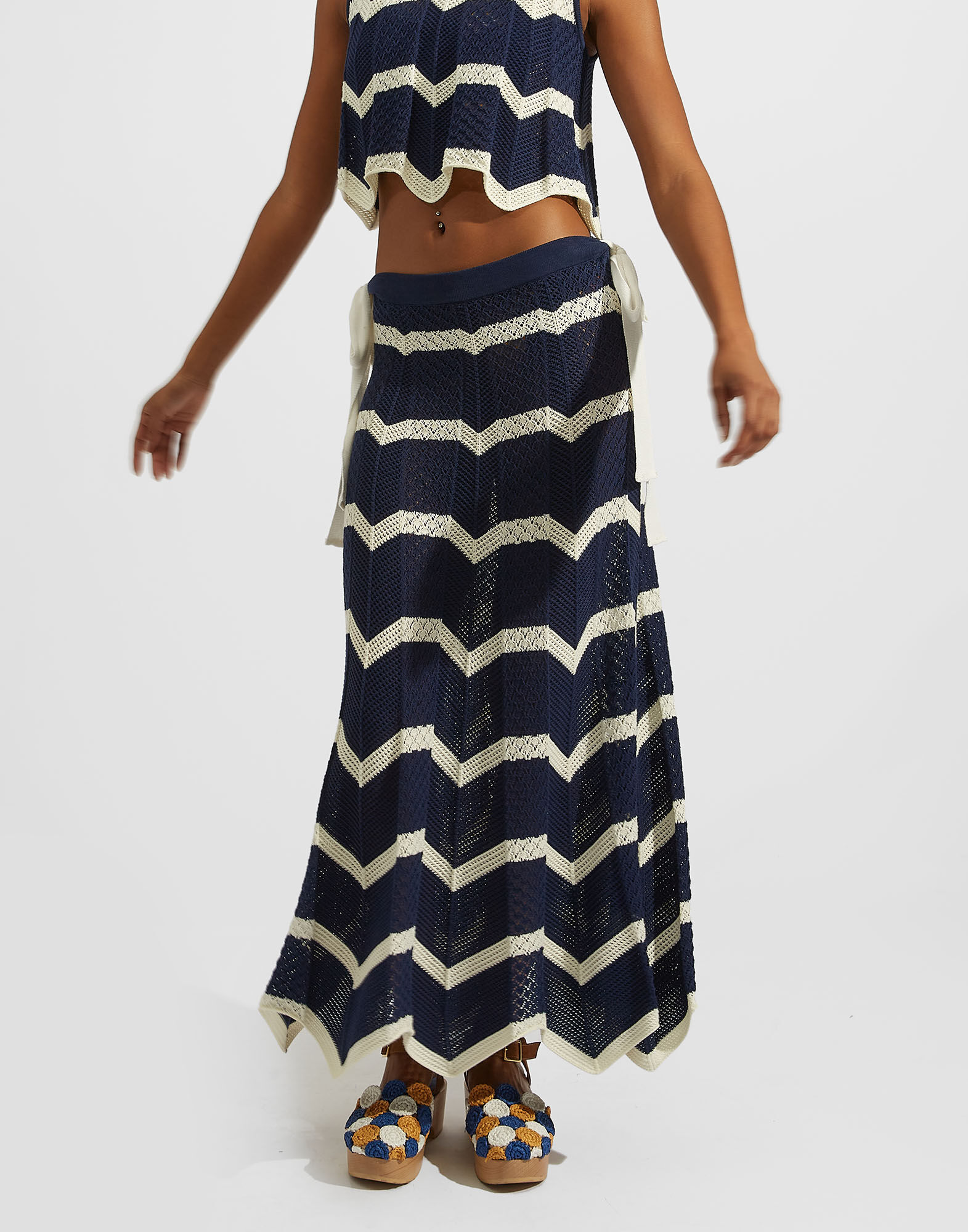 Chevron Dress La DoubleJ: Navy / Avorio DRE0509KNI079