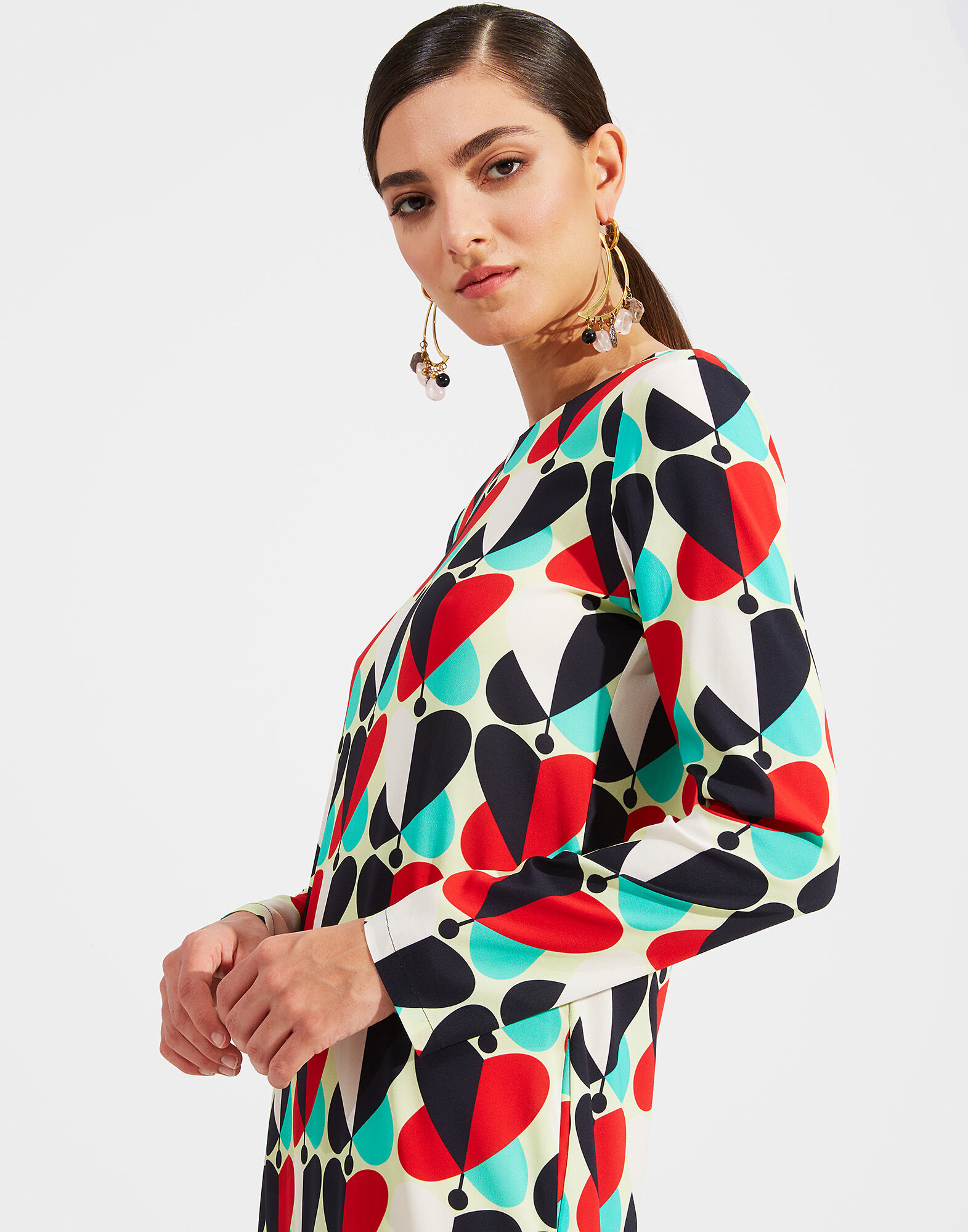 Long Sleeve Swing Dress La DoubleJ: Farfalle Rosso Long Sleeve Swing Dress LaDoubleJ: Farfalle Rosso DRE0184VIS001