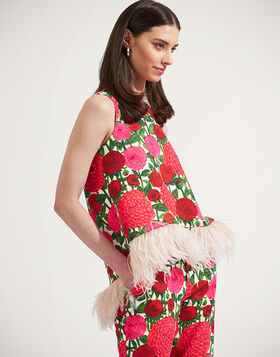 La Scala Top (With Feathers) La DoubleJ: Pink Dahlias TOP0013COT005