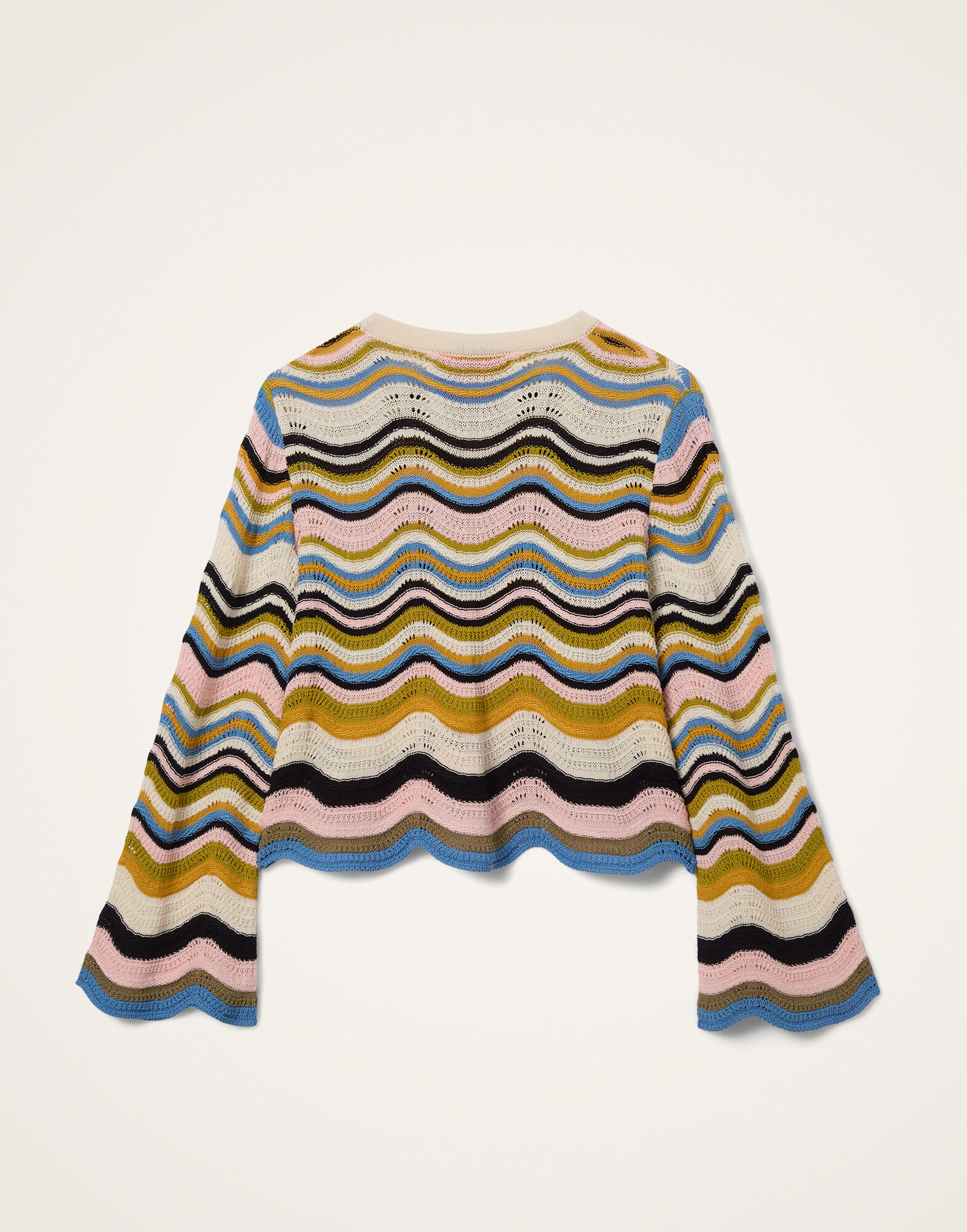 Chevron Crop Sweater La DoubleJ: Multicolor Geen & Pink Chevron Crop Sweater La DoubleJ: Multicolor Geen & Pink PUL0265KNI158