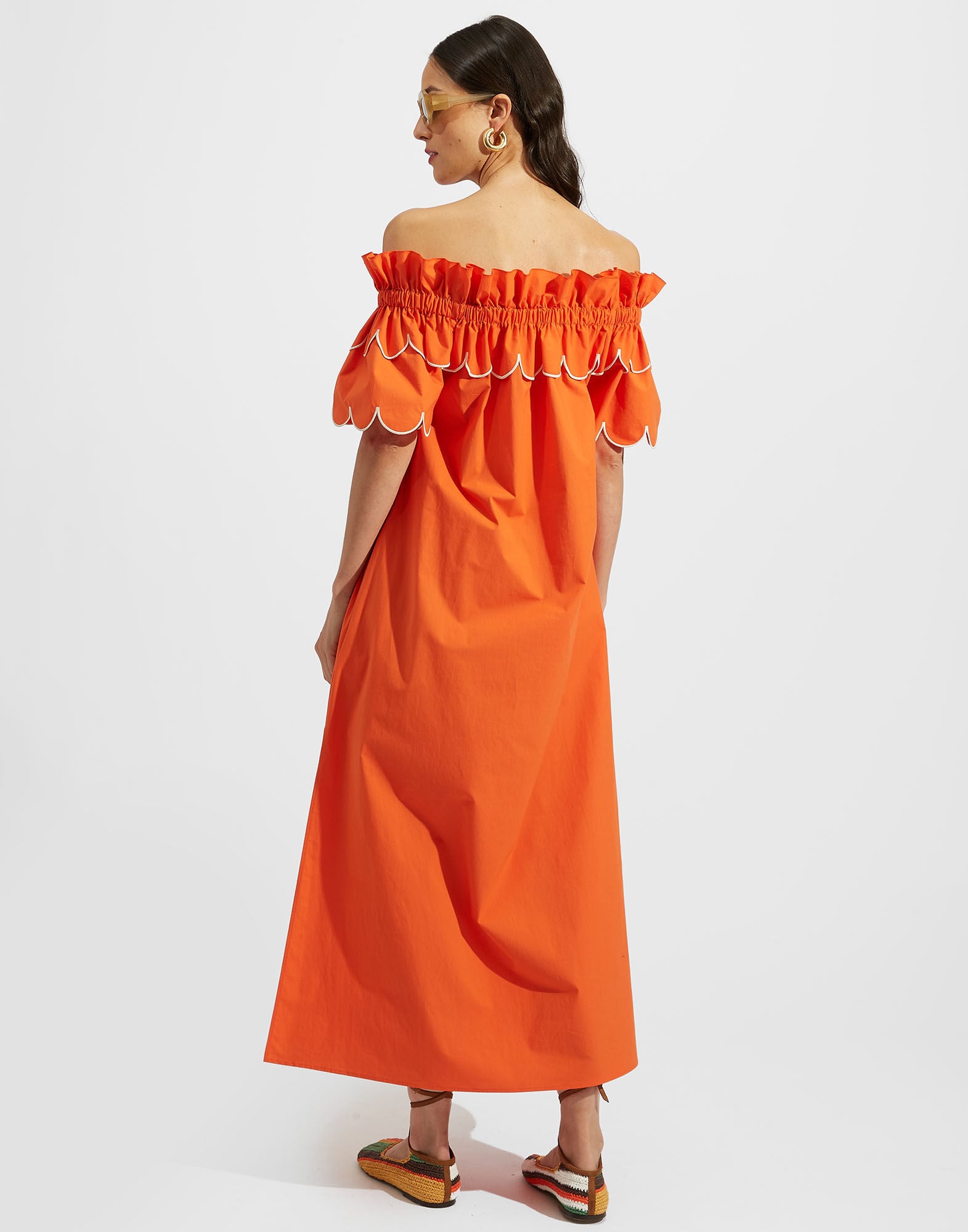 Breakfast Dress Embroidered La DoubleJ: Solid Coral Breakfast Dress Embroidered La DoubleJ: Solid Coral DRE0504COT043