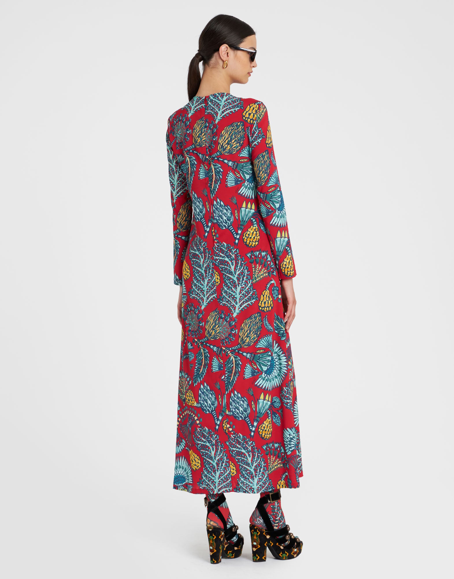 Long Sleeve Swing Dress La DoubleJ: Sicomore Red Long Sleeve Swing Dress La DoubleJ: Sicomore Red DRE0184VIS001