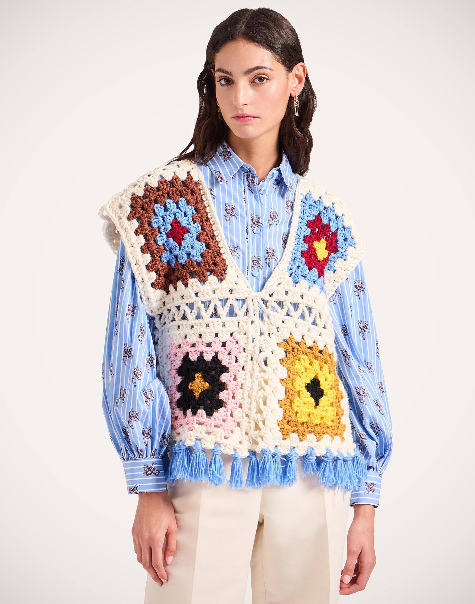Sole Star Crochet Top La DoubleJ: Flower Tile Ivory Sole Star Crochet Top La DoubleJ: Flower Tile Ivory PUL0306KNI145