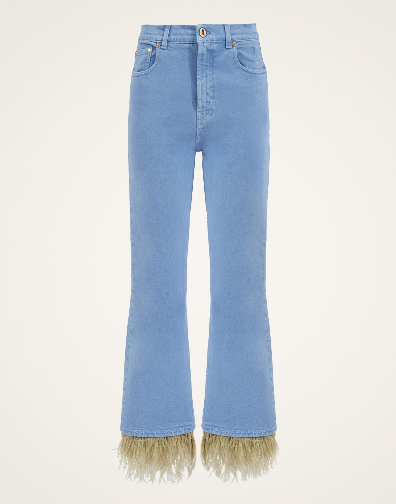 Fancy Crop Jeans (With Feathers) La DoubleJ: Light Blue TRO0108DEN001