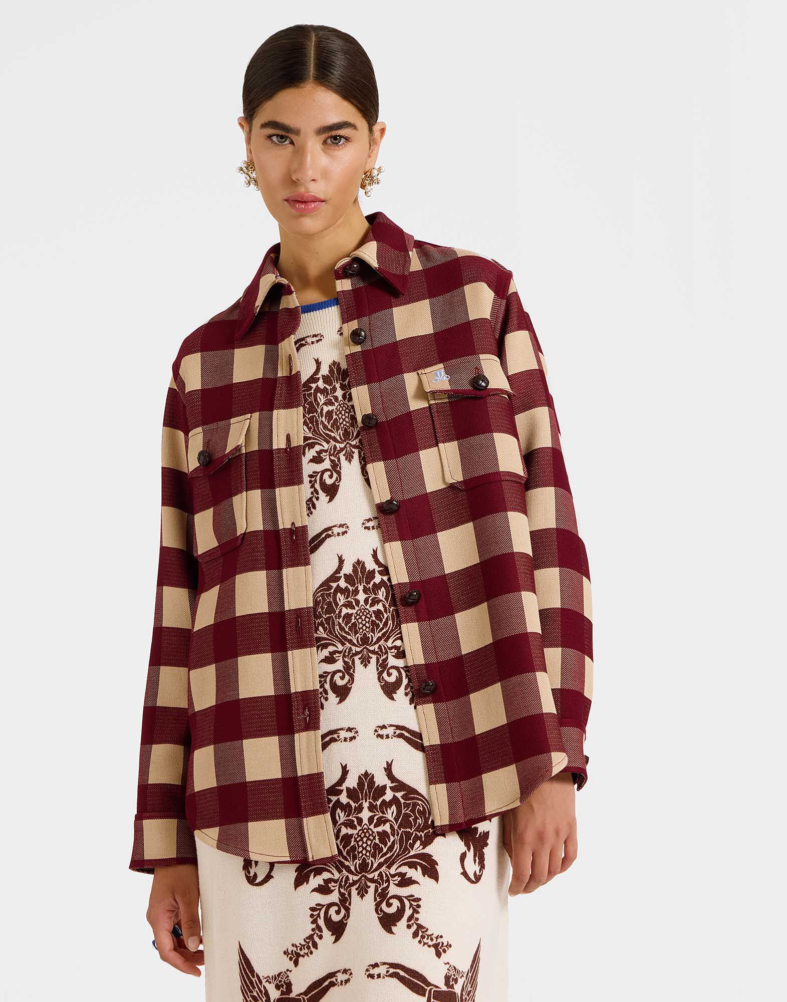 Better Than Your Boyfriend's Jacket La DoubleJ: Checkers Burgundy JAC0112VIS021