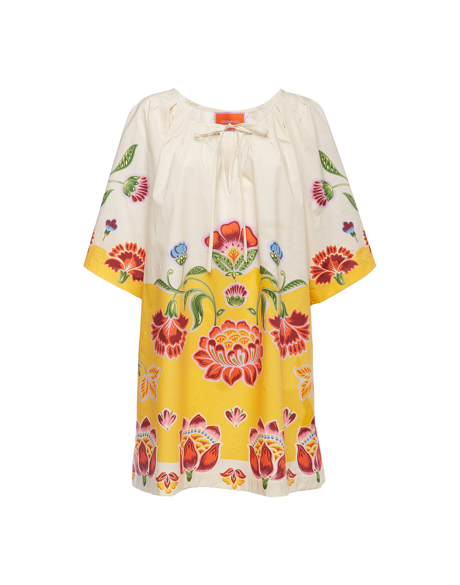 Flirty Mini Dress La DoubleJ: Folk Flowers Avorio Placée Flirty Mini Dress La DoubleJ: Folk Flowers Avorio Placée DRE0400COT015