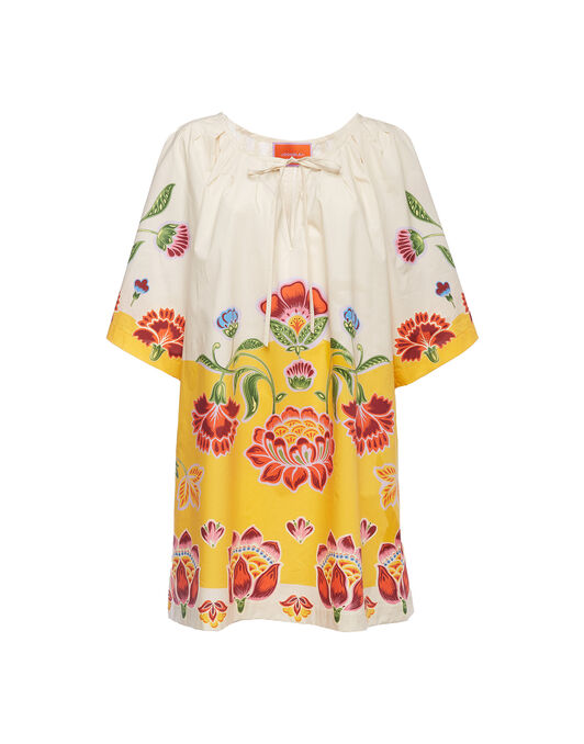 Flirty Mini Dress La DoubleJ: Folk Flowers Avorio Placée Flirty Mini Dress La DoubleJ: Folk Flowers Avorio Placée DRE0400COT015