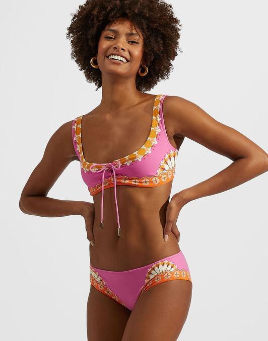 Sunset Bikini Top La DoubleJ: Napoli Plates Placed Hot Pink SWI0046LYC006