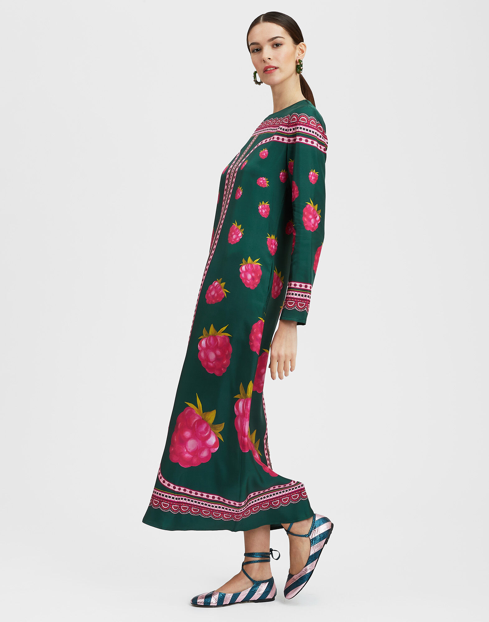 Long Sleeve Swing Dress La DoubleJ: Lampone Placée Emerald Long Sleeve Swing Dress La DoubleJ: Lampone Placée Emerald DRE0231SIL006